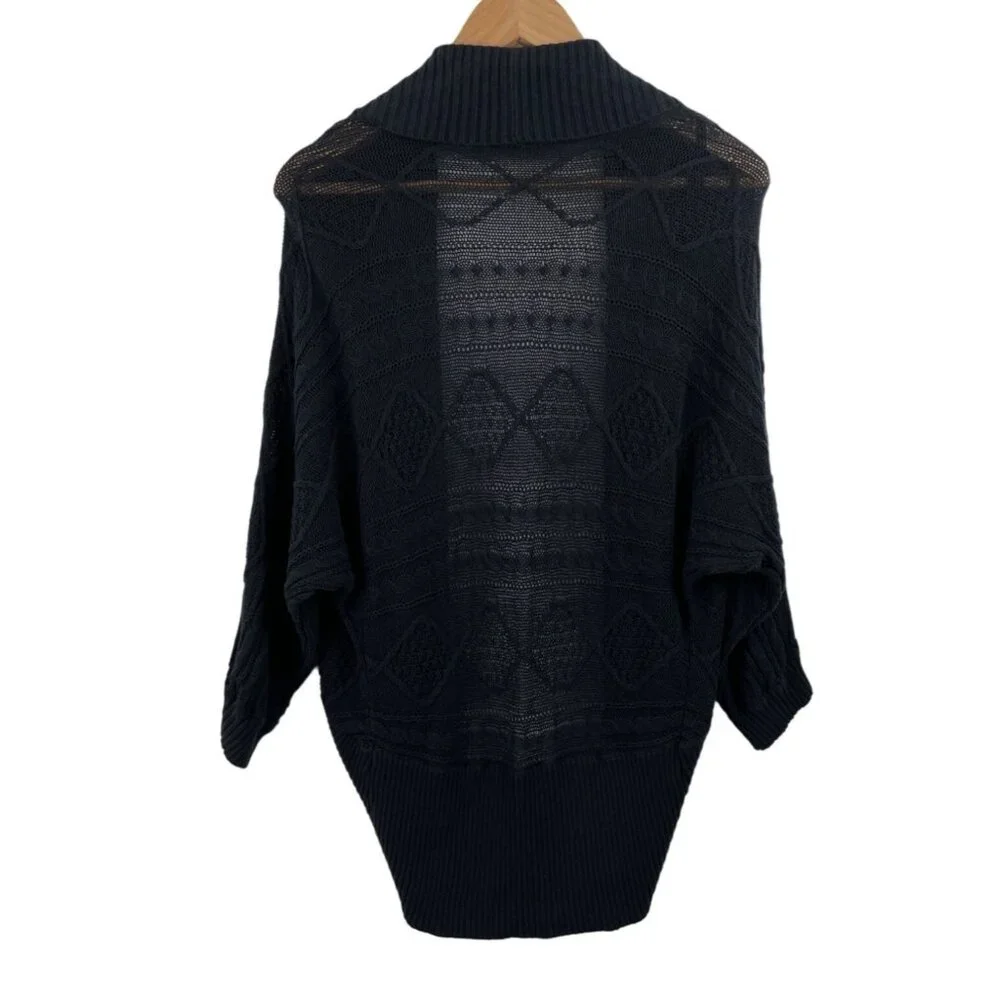 Cato Womens Size Medium Black Open Front Cardigan Sweater - Picture 2 of 8